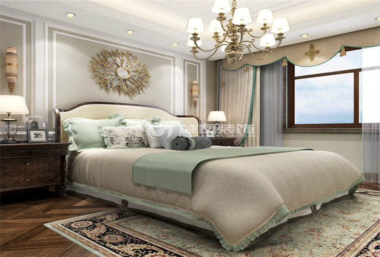欧式风格卧室床摆放装修效果图
