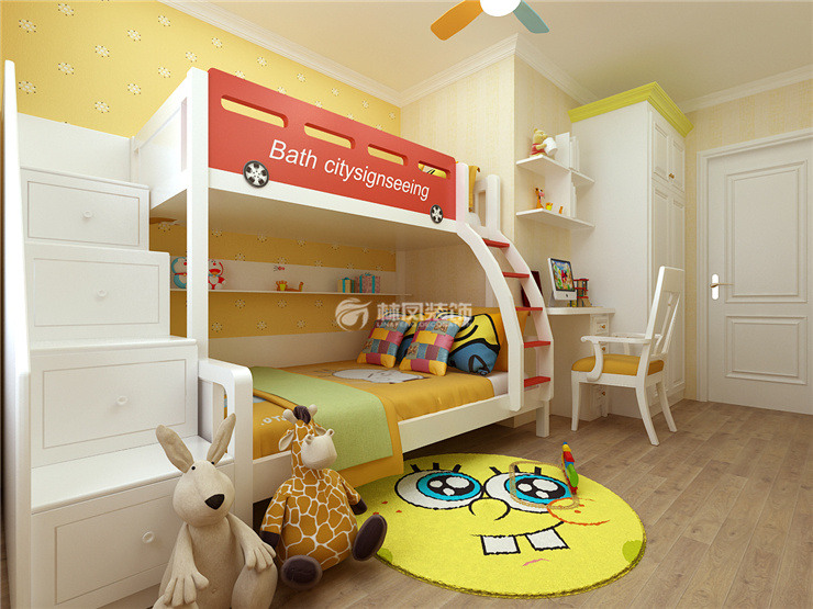 儿童房高低床设计装修效果图